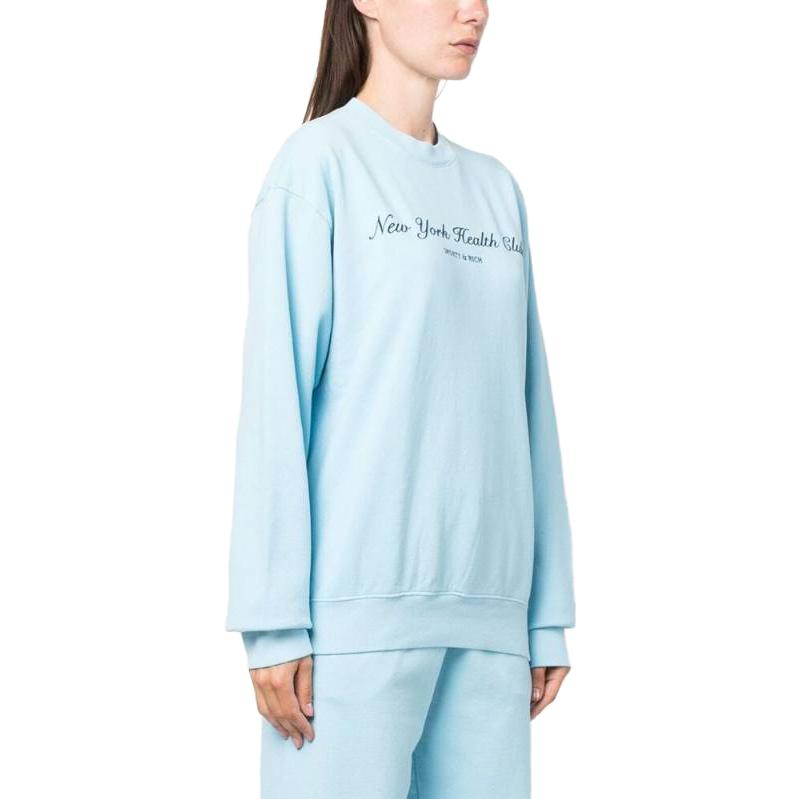 (Women) SPORTY & RICH Logo Printed Crewneck Long Sleeve Sweatshirt Women Blue CR843HOH2ONA 圖 4