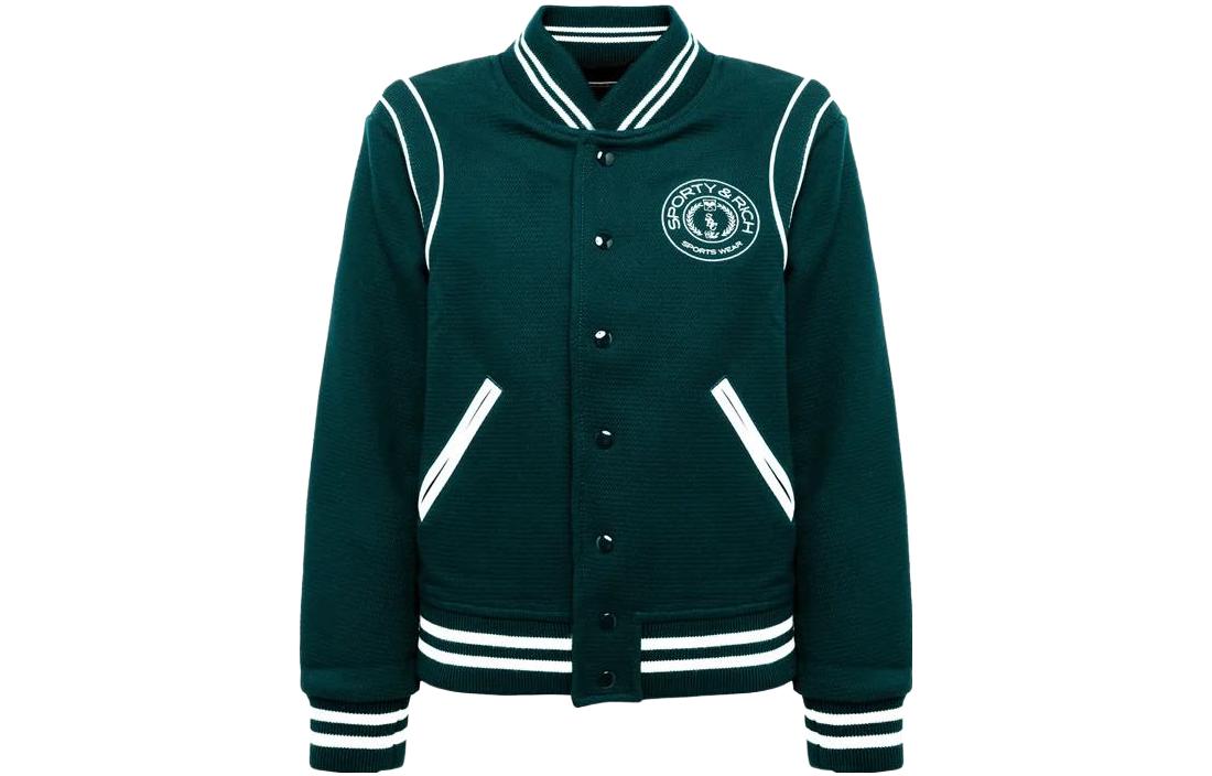 (Women) SPORTY & RICH SS23  Green Embroidered Logo Baseball Long Sleeve Jacket JA691FO 圖 2