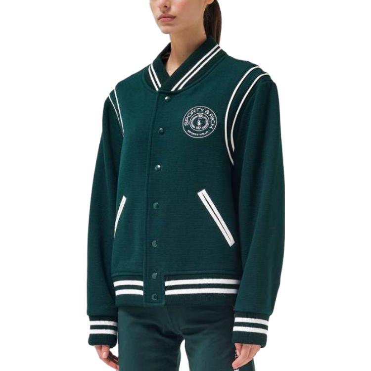 (Women) SPORTY & RICH SS23  Green Embroidered Logo Baseball Long Sleeve Jacket JA691FO 圖 4