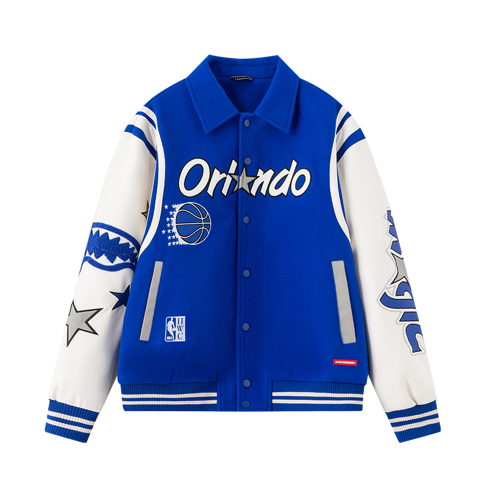 (Women) Sprayground NBA HWC Shark Logo Retro Varsity Jacket Streetwear. NE231124