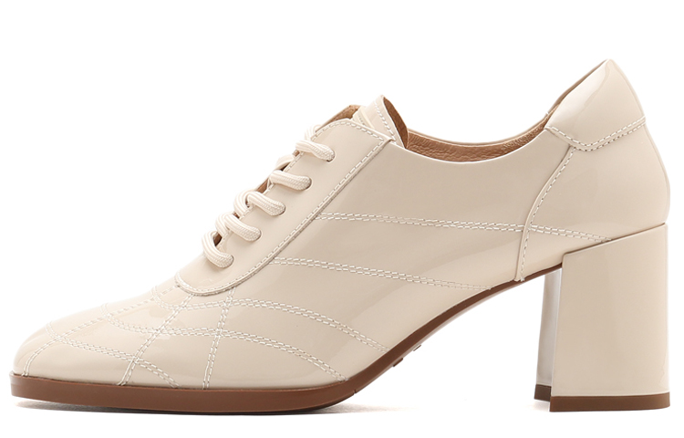 (Women) Staccato Beige 'Academy British Style Vintage Lace-up Square-Toe Heels' SZPEBW05DD1CM1