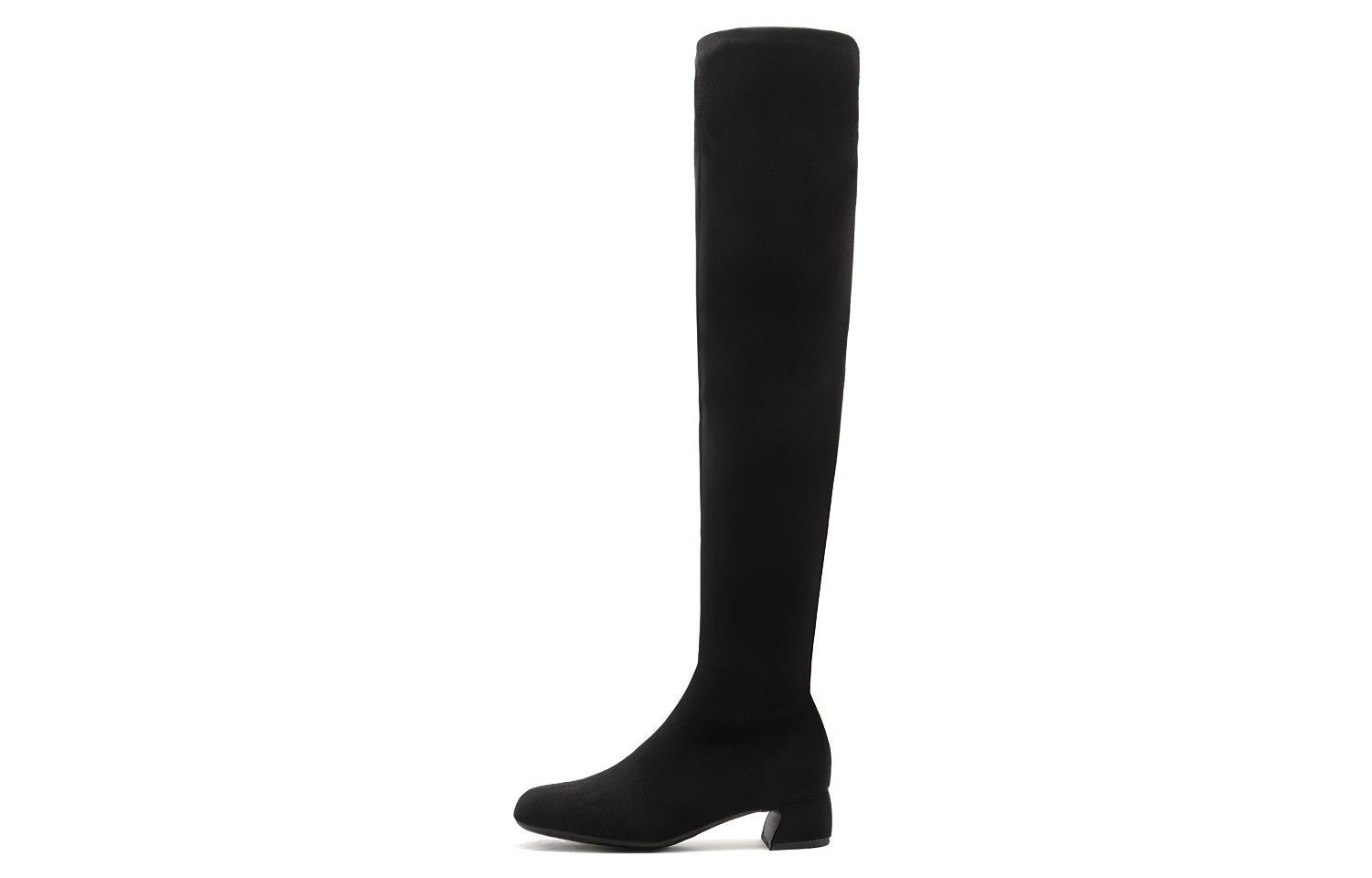 (W) Staccato Canvas High-Top Boots 4cm 'Black' 'Cool Sar Round Toe Slimming'