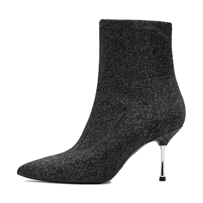 (W) Staccato Fabric Ankle Boots 'Denim Black' 'CMFTable Versatile Skinny Heel'