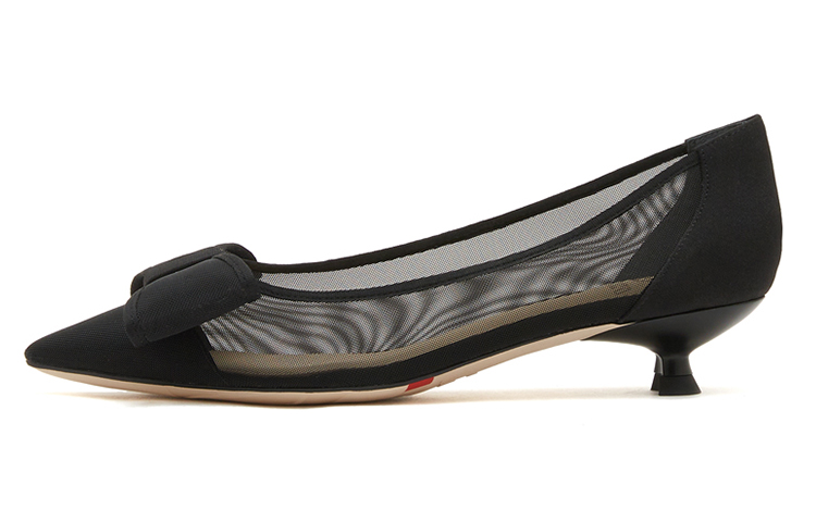 (Women) Staccato Fabric Black 'Fairy Bow Pointed Toe Kitten Heel' 9ER58AQ3