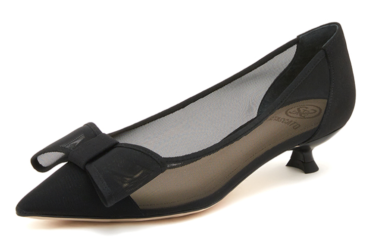 Order (Women) Staccato Fabric Black 'Fairy Bow Pointed Toe Kitten Heel' 9ER58AQ3