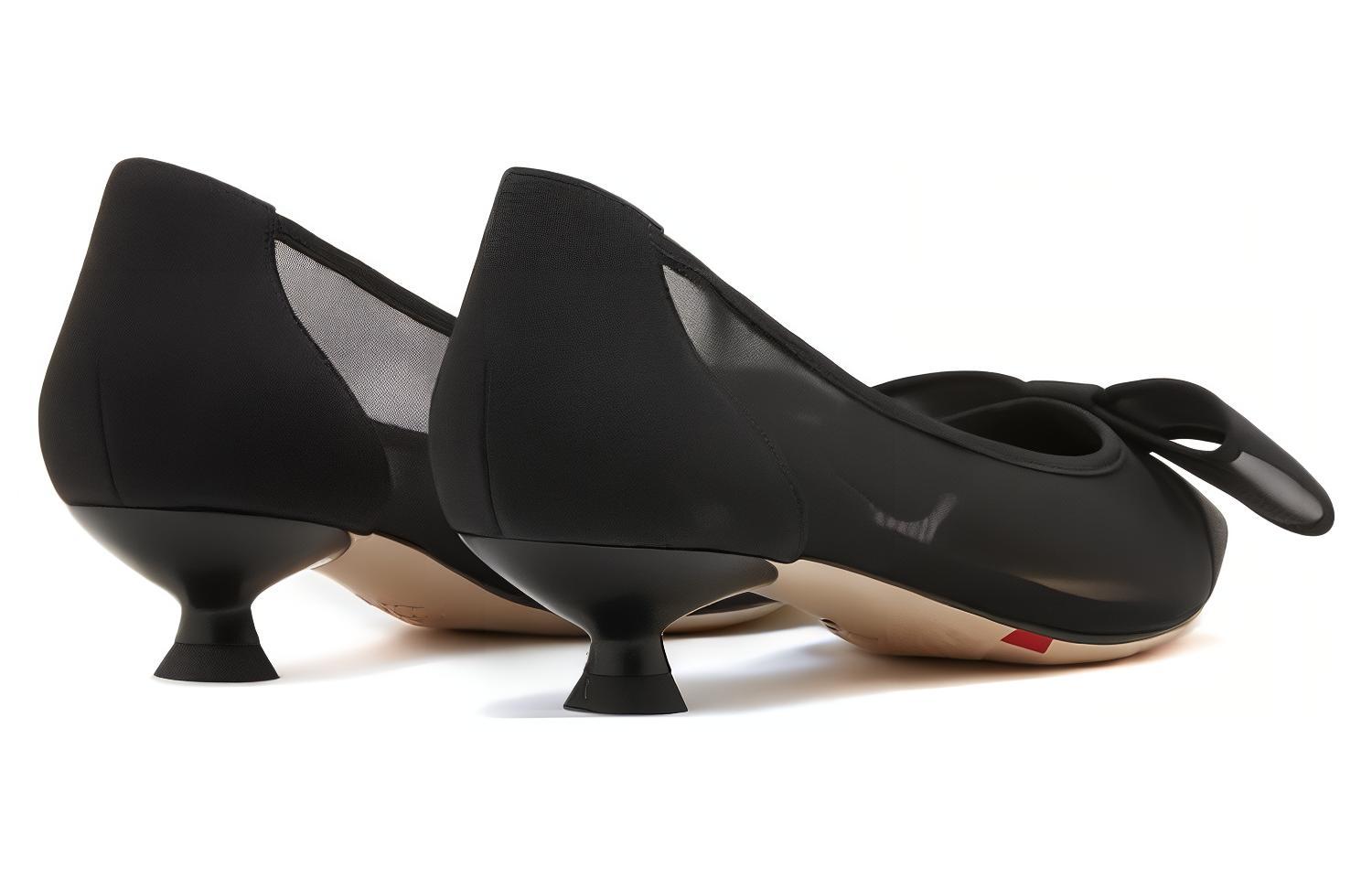 Lookbook (Women) Staccato Fabric Black 'Fairy Bow Pointed Toe Kitten Heel' 9ER58AQ3