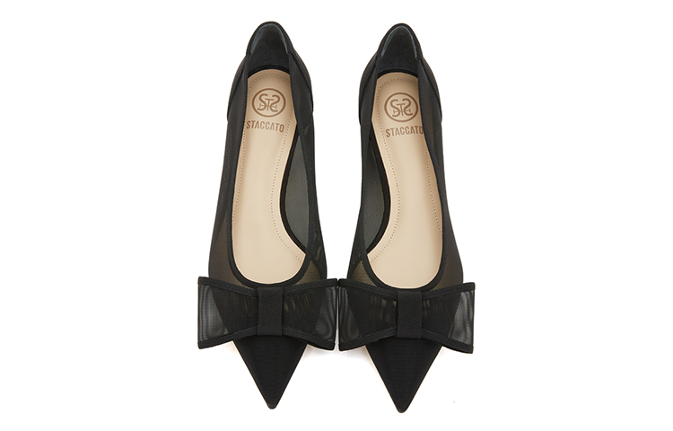 Shop (Women) Staccato Fabric Black 'Fairy Bow Pointed Toe Kitten Heel' 9ER58AQ3