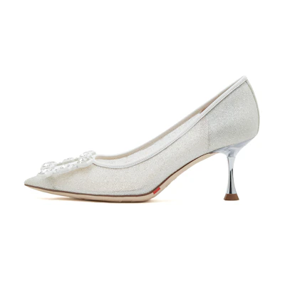 (W) Staccato Fabric Elegance Pointed Toe Stiletto '7cm'