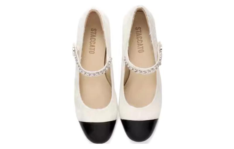 Lookbook 思加图staccato 織物 法式復古 粗跟 高跟鞋 6cm 女款