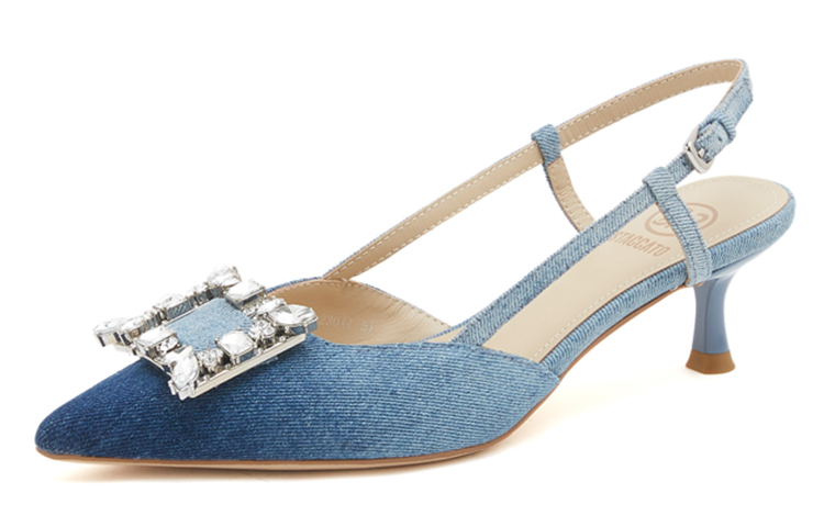 (W) Staccato Fabric Pointed Toe Rhinestone Stiletto Heels 'Blue' 圖 2