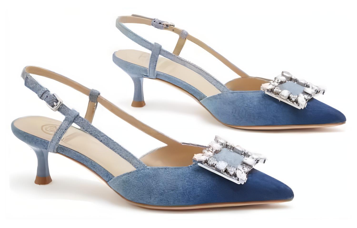 (W) Staccato Fabric Pointed Toe Rhinestone Stiletto Heels 'Blue' 圖 3
