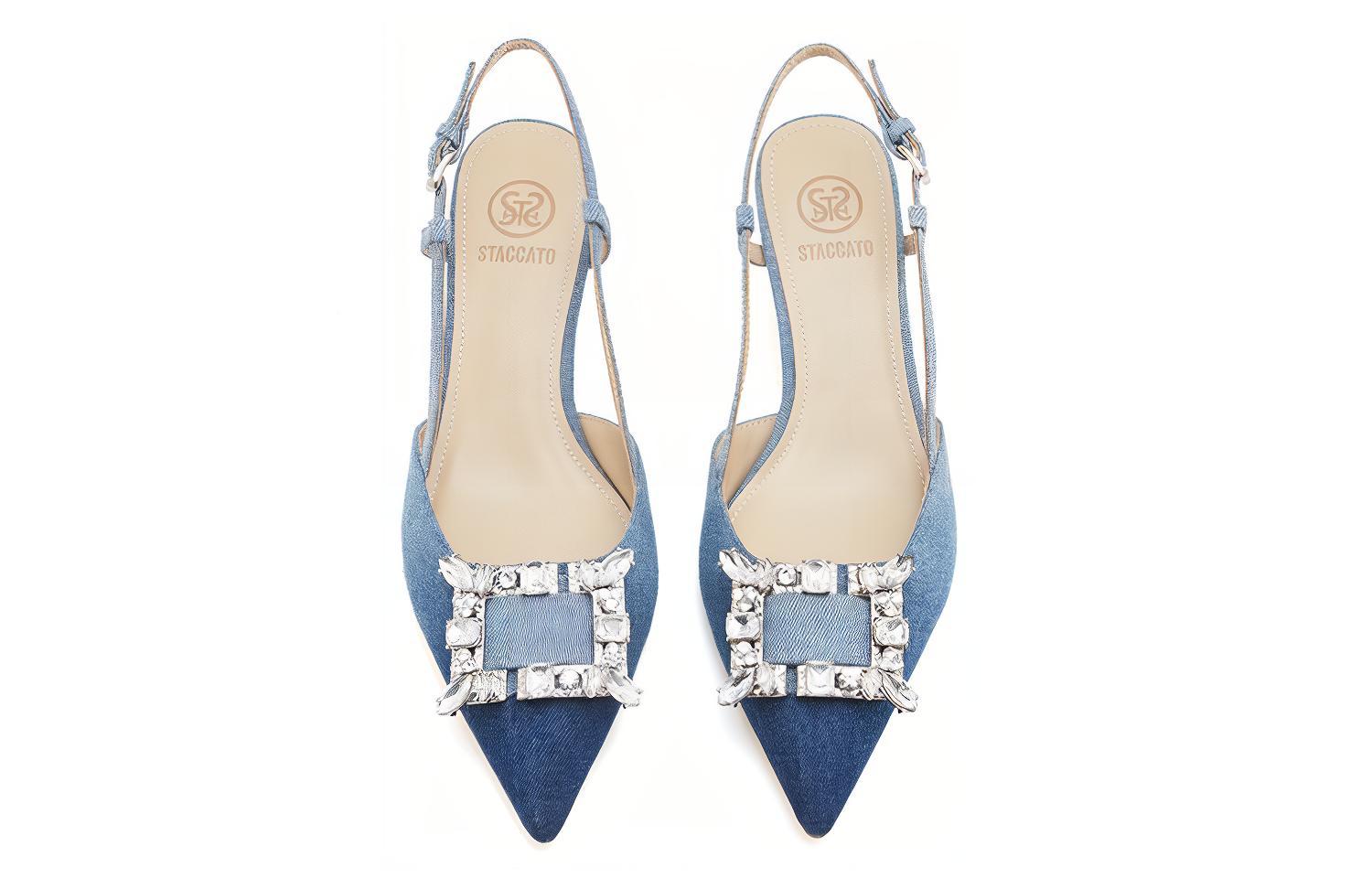 (W) Staccato Fabric Pointed Toe Rhinestone Stiletto Heels 'Blue' 圖 4