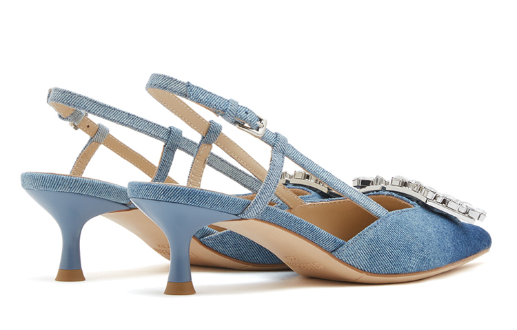(W) Staccato Fabric Pointed Toe Rhinestone Stiletto Heels 'Blue' 圖 5