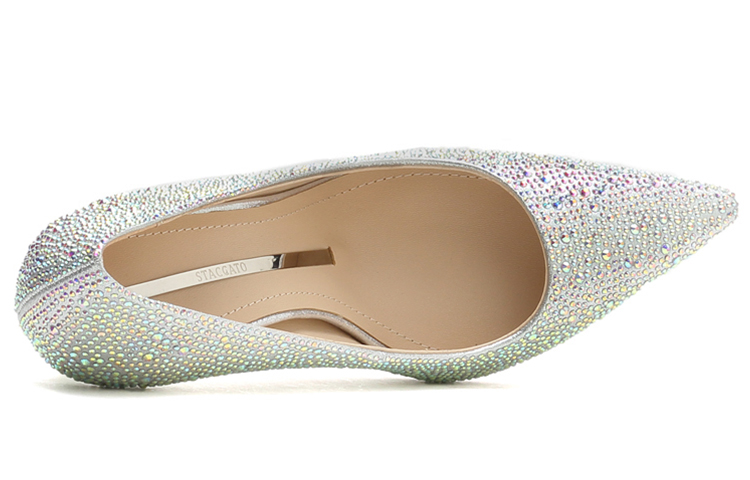 (W) Staccato Fabric Rhinestone Pointed High Heels 9cm 'Silver' 'Starry Sky' 圖 3