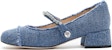 (W) Staccato Tumit Tinggi Tebal Kain Hujung Petak Slip-On 'Denim Biru' EGI10CQ3
