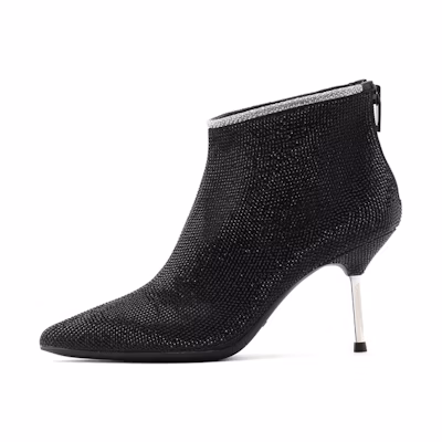 (W) Staccato Fairy Style Stiletto Ankle Boots 'Black Wraparound Straps'