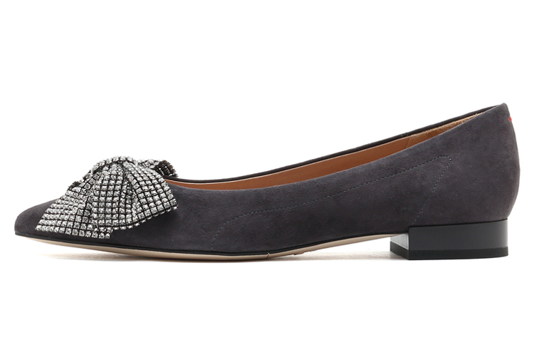(W) Staccato Flat Bow Pointed Toe 'Dark Gray'