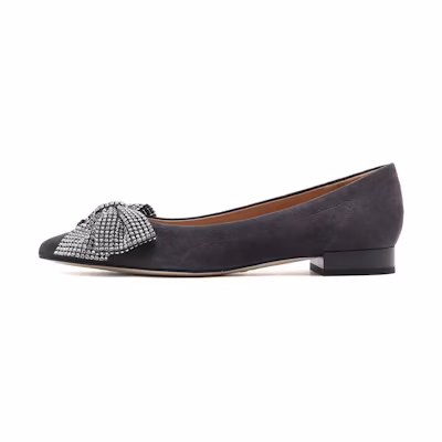 (W) Staccato Flat Bow Pointed Toe 'Dark Gray'