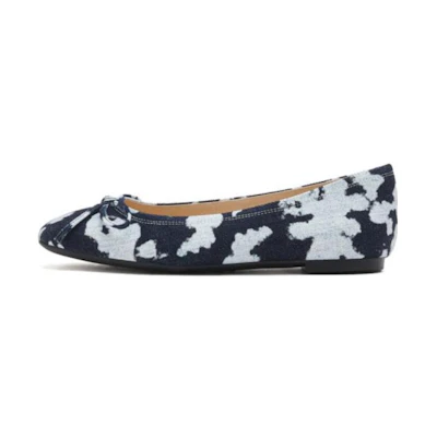(W) Staccato Flat Casual 'Ink Splash Blue with Sweet Bow'