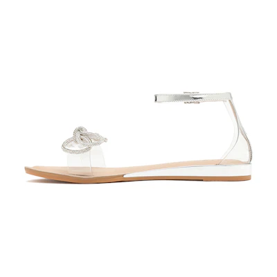 (W) Staccato Flat Sandal 'White Silver'