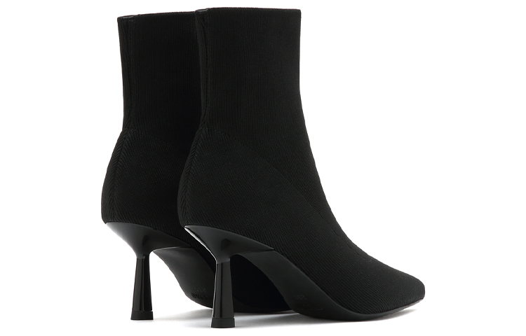 Shop (W) スタッカート ハイヒールアンクルブーツ (黒) H1980DD2