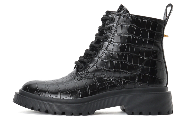 (Women) Staccato Leather 'Black Velvet-Lined Chunky Martin Boots' 9VL04DD1