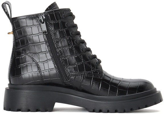 (Women) Staccato Leather 'Black Velvet-Lined Chunky Martin Boots' 9VL04DD1 Order (Women) Staccato Leather 'Black Velvet-Lined Chunky Martin Boots' 9VL04DD1
