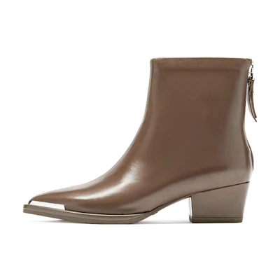 (W) Staccato Leather Ankle Boot 'Fashion Casual Zip-Up'