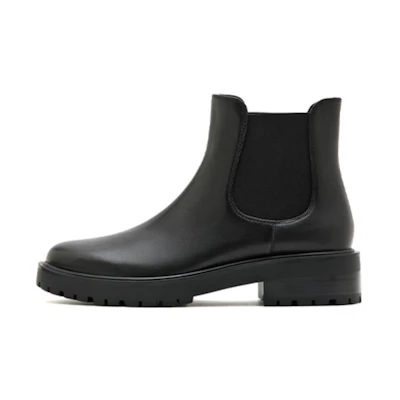 (W) Staccato Leather Black 'British Round Toe Chelsea Boot'