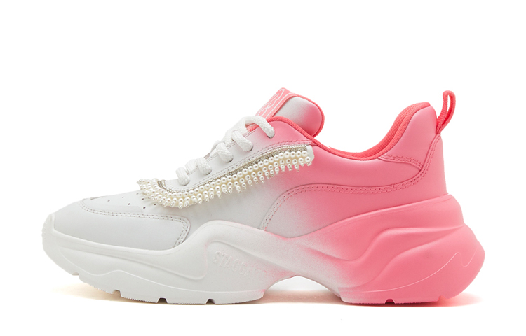 (W) Staccato Leather Chunky Sneakers 'White Pink'
