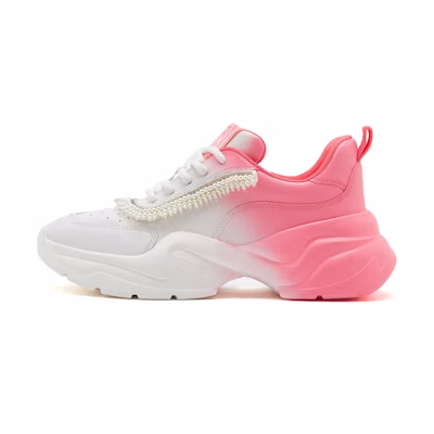 (W) Staccato Leather Chunky Sneakers 'White Pink'