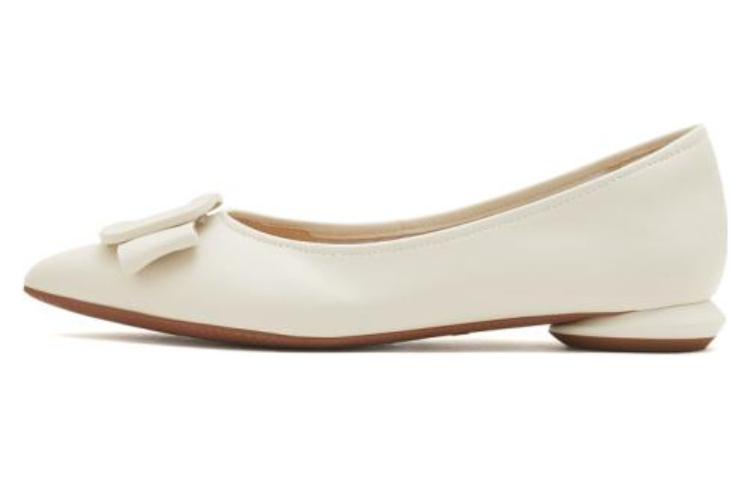 (Women) Staccato Leather Comfort Pointed Toe Flats 'Soy Milk' 9A901AQ3