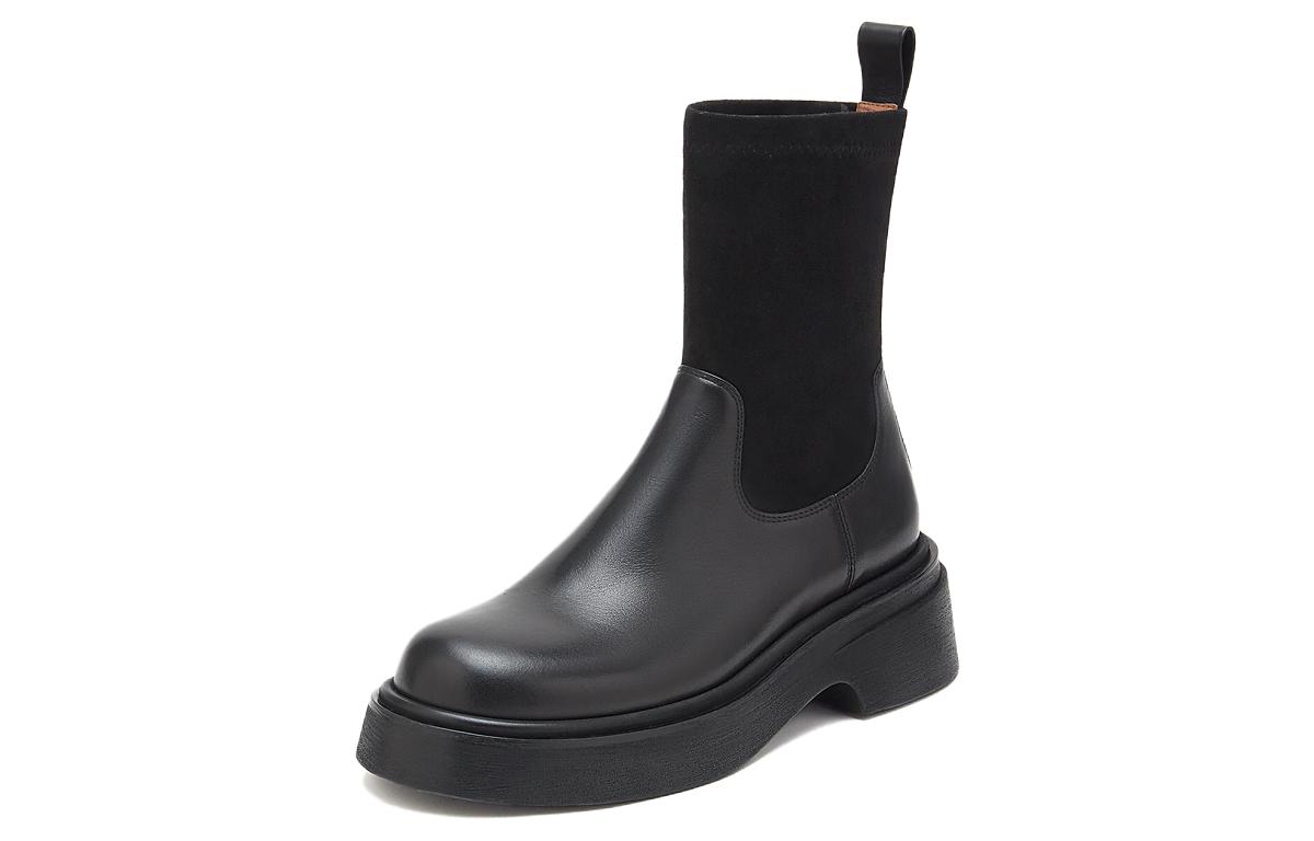 (W) Staccato Leather Elastic Sock Mid-Calf Boots 'Chunky Sole Black' 圖 2