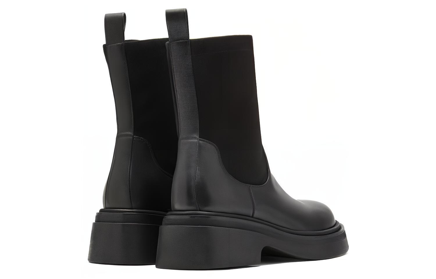 (W) Staccato Leather Elastic Sock Mid-Calf Boots 'Chunky Sole Black' 圖 4