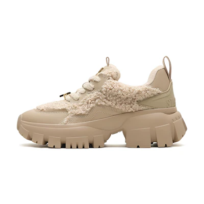 (W) Staccato Leather Furry Dad Sneaker 'Classic Fluff'