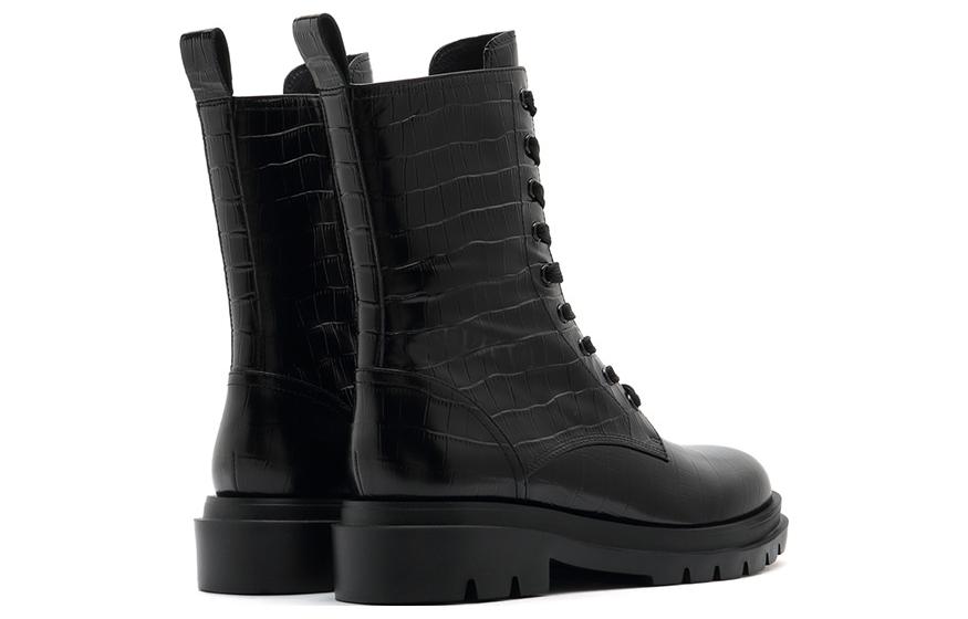 Lookbook (W) 스타카토 가죽 미디 부츠 (블랙) 9YJ26DZ1