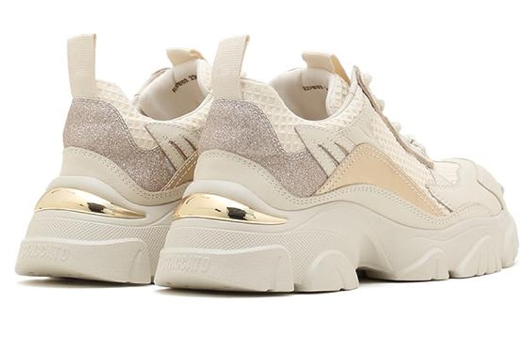 Shop (W) スタッカート 厚底レザーダッドスニーカー (ゴールド) EDW03AM2