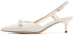 (Women) Staccato Leather Pointed-Toe Kitten Heels with Bow 'White' A2080AH2