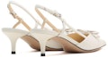 Shop (Women) Staccato Leather Pointed-Toe Kitten Heels with Bow 'White' A2080AH2