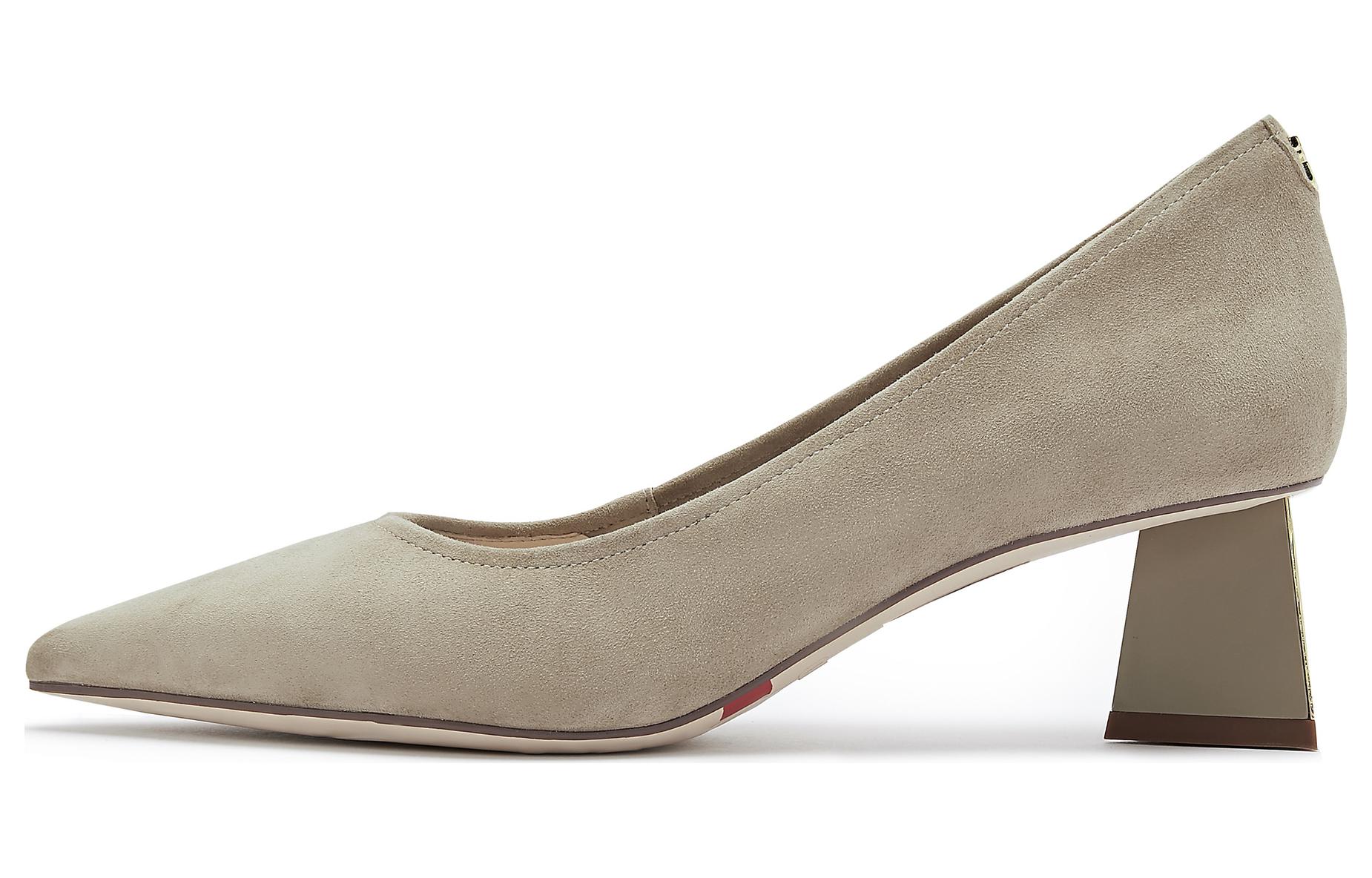 (W) Staccato Leather Pointed Toe Chunky Heel Pumps 'Sheepskin'