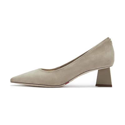 (W) Staccato Leather Pointed Toe Chunky Heel Pumps 'Sheepskin'