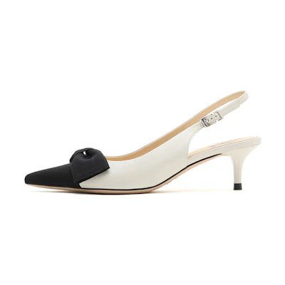 (W) Staccato Leather Pointed Toe High Heels 'French Chic Bow White'