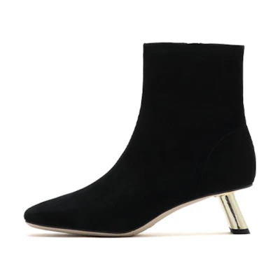 (W) Staccato Leather Retro Square Toe Ankle Boot 'Commuter'