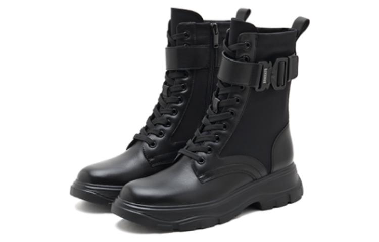 (W) Staccato Leather Round Toe Chunky Gear Mid-Calf Martin Boots 'Sweet Cool Black' 圖 2