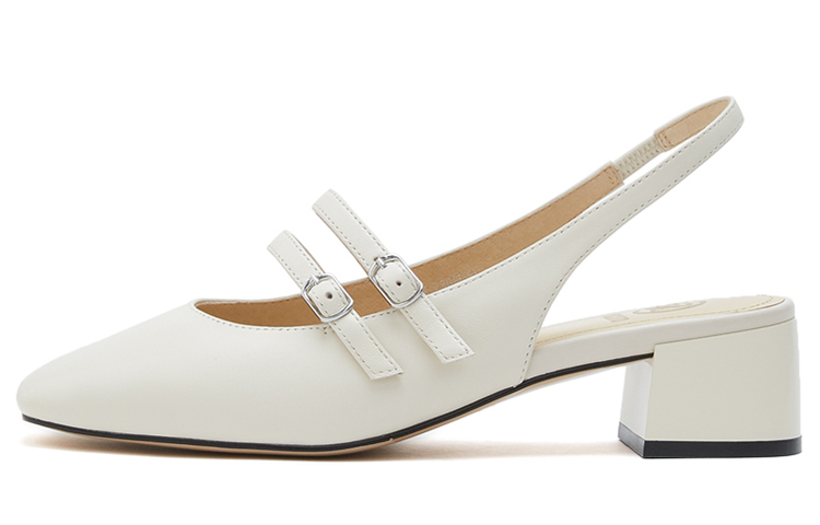 (Women) Staccato Leather Square-Toe Chunky Mary Jane Heels '5cm Black' S8757AH3