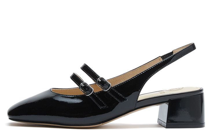 Lookbook (Women) Staccato Leather Square-Toe Chunky Mary Jane Heels '5cm Black' S8757AH3