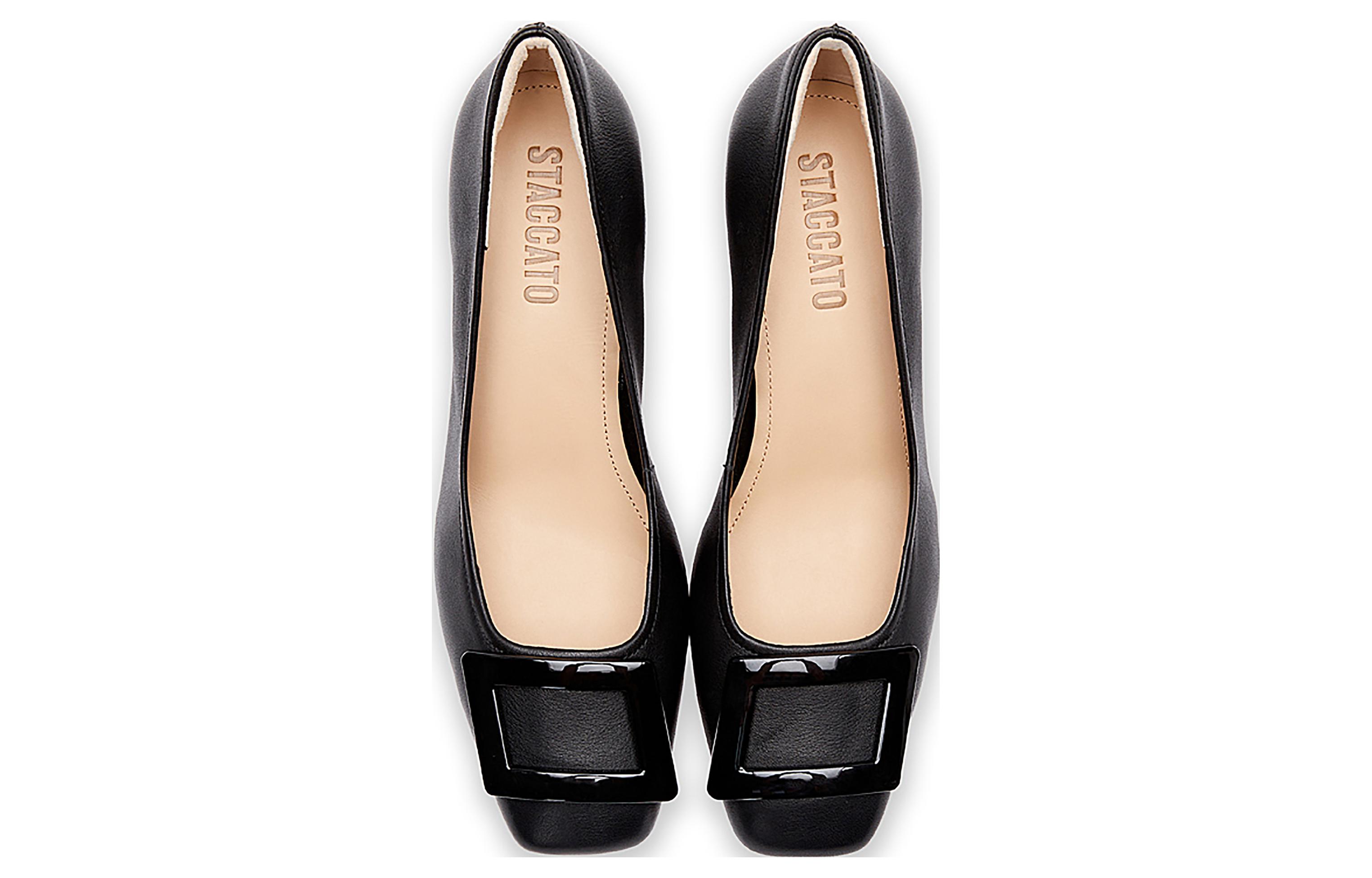 Lookbook (W) 百丽方头粗跟真皮鞋 '黑松露' EL101CQ3