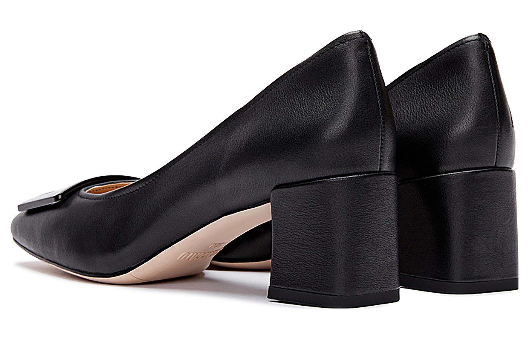 Shop (W) 百丽方头粗跟真皮鞋 '黑松露' EL101CQ3