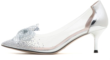 (Women) Staccato Leather Stiletto High Heels 6cm 'Silver White' 'Elegant Bow Pointed-Toe' 9NW79AQ2 (Women) Staccato Leather Stiletto High Heels 6cm 'Silver White' 'Elegant Bow Pointed-Toe' 9NW79AQ2