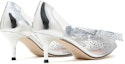 Shop (W) Staccato Kasut Tumit Tinggi Kulit 6cm 'Perak Putih' 'Reben Elegan Hujung Runcing' 9NW79AQ2